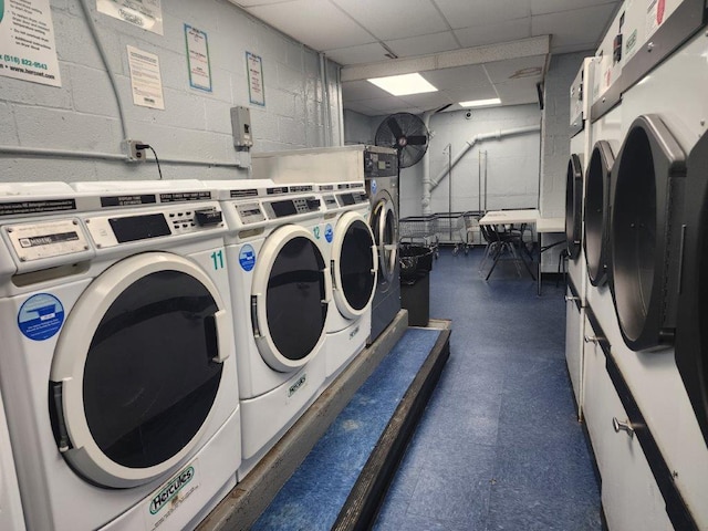 2251 Plumb 1st St Unit 6B, Brooklyn, NY 11229 - community laundry with independent washer and dryer and concrete block wall