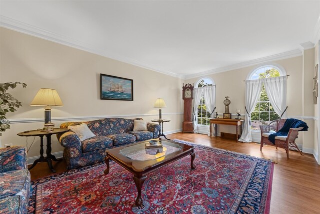 41 Carlton Dr, Mount Kisco, NY 10549 - living area featuring ornamental molding and wood finished floors