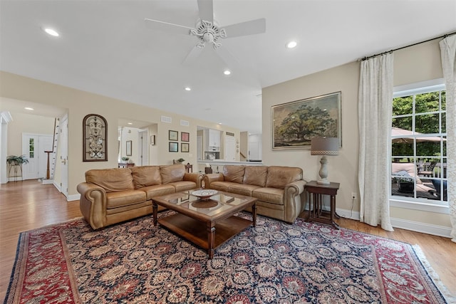 41 Carlton Dr, Mount Kisco, NY 10549 - living room featuring wood finished floors, ceiling fan, and recessed lighting