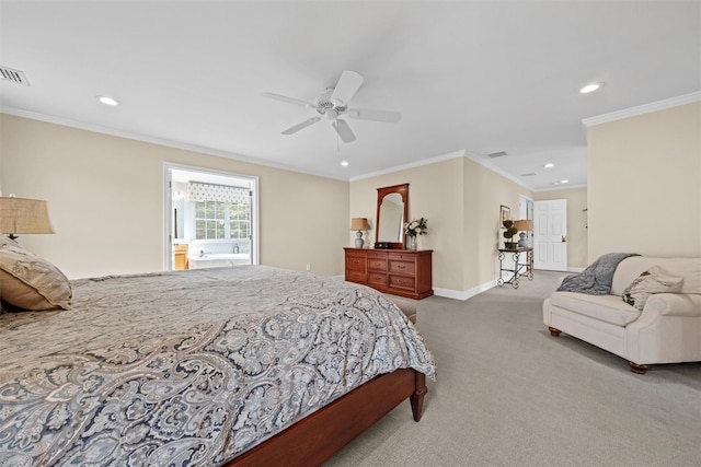 41 Carlton Dr, Mount Kisco, NY 10549 - carpeted bedroom featuring crown molding, recessed lighting, and ceiling fan