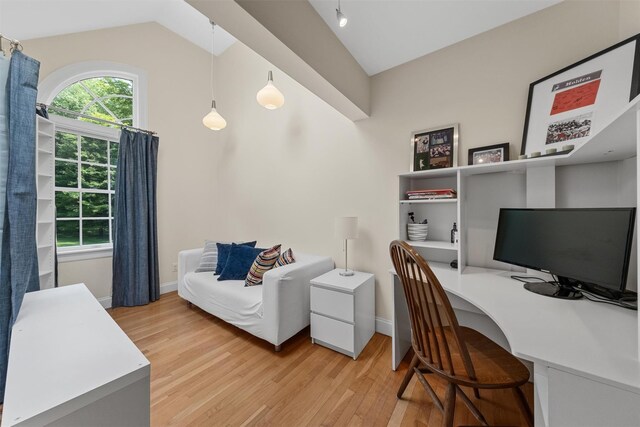 41 Carlton Dr, Mount Kisco, NY 10549 - office featuring vaulted ceiling and light wood-type flooring