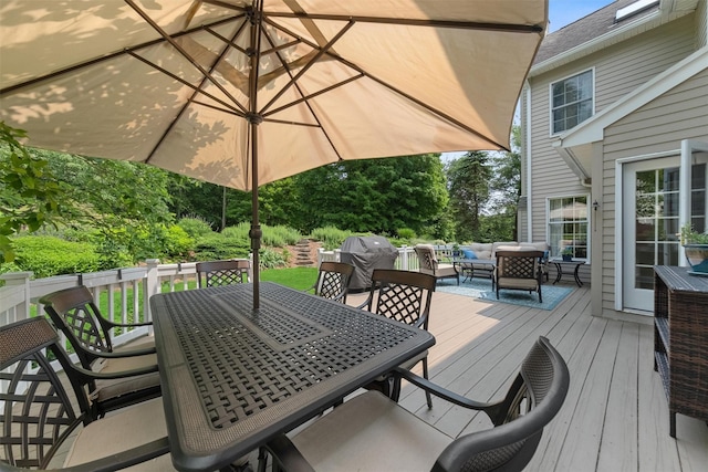 41 Carlton Dr, Mount Kisco, NY 10549 - deck featuring outdoor dining space, a grill, and an outdoor living space