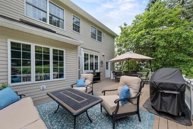 41 Carlton Dr, Mount Kisco, NY 10549 - deck with area for grilling, outdoor dining area, and an outdoor living space