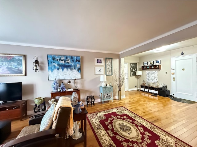 143-50 Hoover Ave Unit 302, Bayside, NY 11435 - living room featuring wood finished floors and baseboards