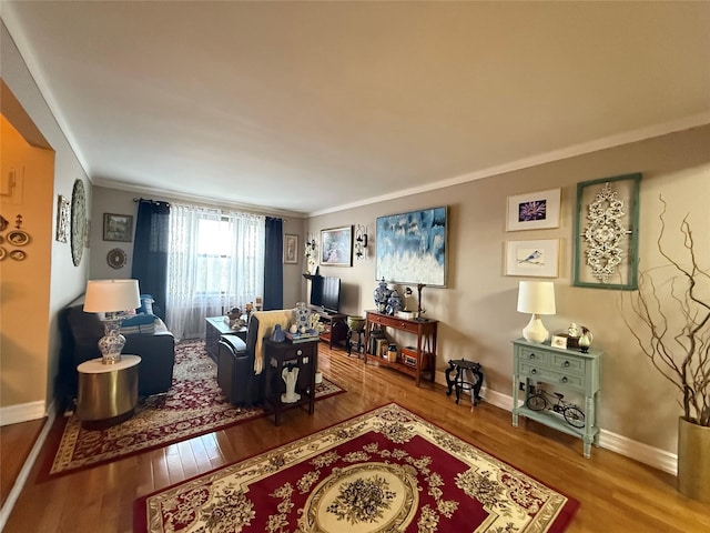 143-50 Hoover Ave Unit 302, Bayside, NY 11435 - living area featuring wood finished floors and crown molding