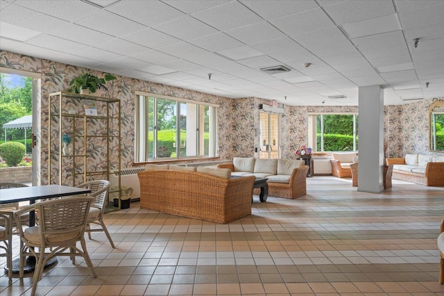 1270 N Ave Unit 5A, New Rochelle, NY 10804 - lobby with wallpapered walls and a paneled ceiling
