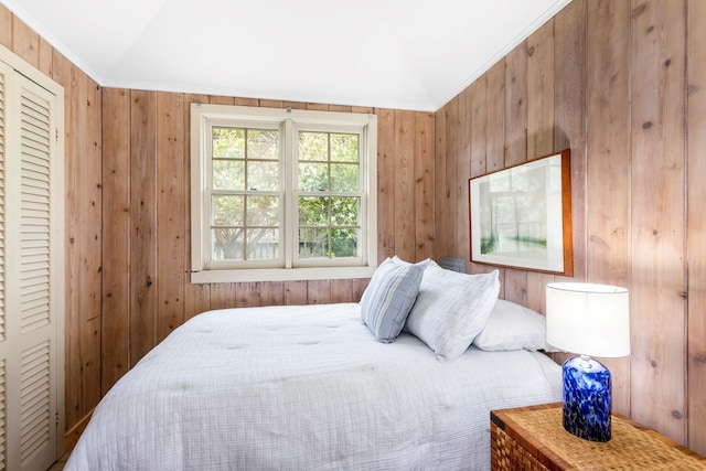 146 Doctors Walk, Cherry Grove, NY 11782 - bedroom with vaulted ceiling and wooden walls