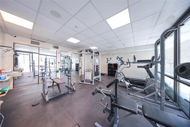 1205 65th St Unit A, Brooklyn, NY 11219 - exercise room with a drop ceiling
