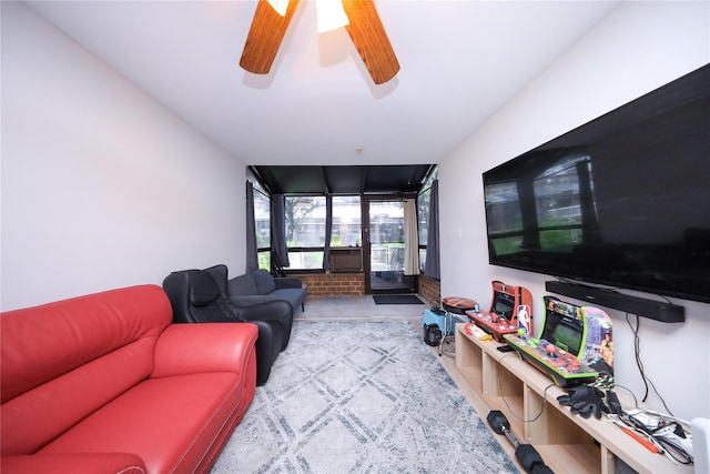 1205 65th St Unit A, Brooklyn, NY 11219 - carpeted living room featuring ceiling fan