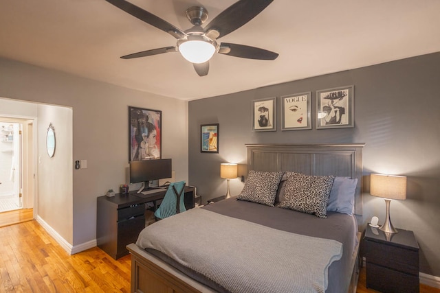 192-1239th Ave 1, Flushing, NY 11358 - bedroom with light wood-style floors and a ceiling fan