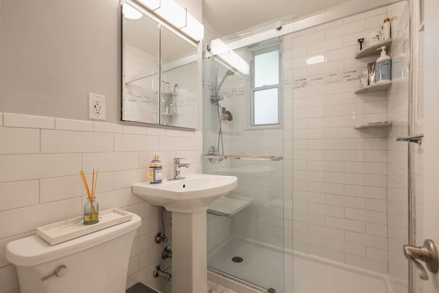 192-1239th Ave 1, Flushing, NY 11358 - full bathroom with a stall shower and tile walls