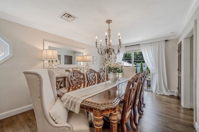 6 Pine St N, Lake Grove, NY 11755 - dining space with a chandelier, dark wood-style flooring, ornamental molding, and a baseboard heating unit