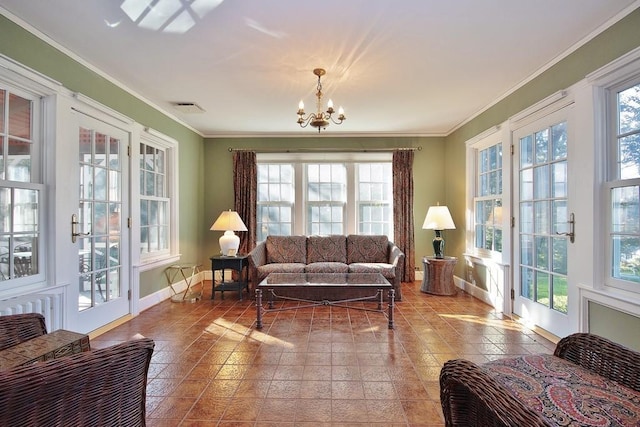 50 Overlook Dr, Chappaqua, NY 10514 - sunroom featuring french doors, plenty of natural light, and a chandelier