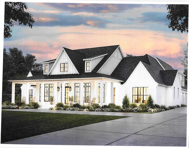 14 Akindale Rd, Pawling, NY 12564 - modern farmhouse style home with covered porch, board and batten siding, and a yard