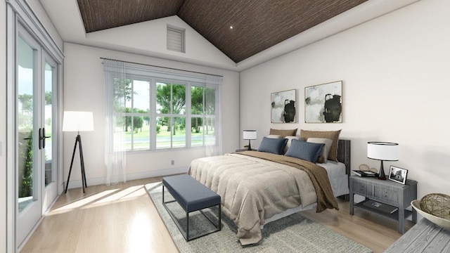 14 Akindale Rd, Pawling, NY 12564 - bedroom featuring multiple windows, vaulted ceiling, light wood finished floors, and wooden ceiling