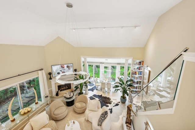 545 Hampton Rd Unit 16, Southampton, NY 11968 - interior space featuring lofted ceiling and rail lighting