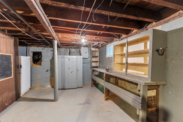 72 Putnam Ave, Valley Stream, NY 11580 - unfinished basement with freestanding refrigerator