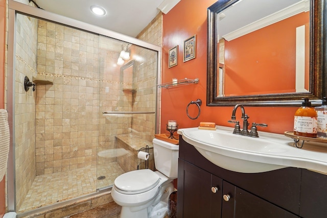10 Willow Dr, Suffern, NY 10901 - full bathroom featuring vanity, a stall shower, and ornamental molding