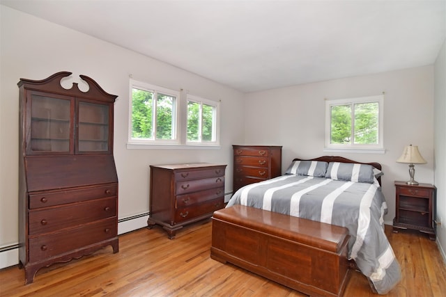 27 Temple Rd, Dobbs Ferry, NY 10522 - bedroom with a baseboard radiator, multiple windows, and light wood-style flooring