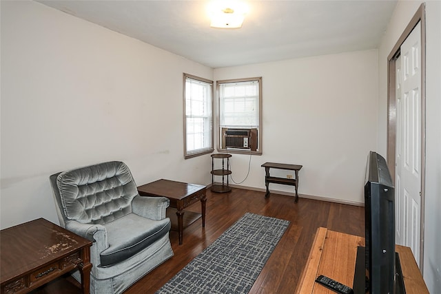2199 Mcarthur St, East Meadow, NY 11554 - sitting room featuring cooling unit and wood finished floors