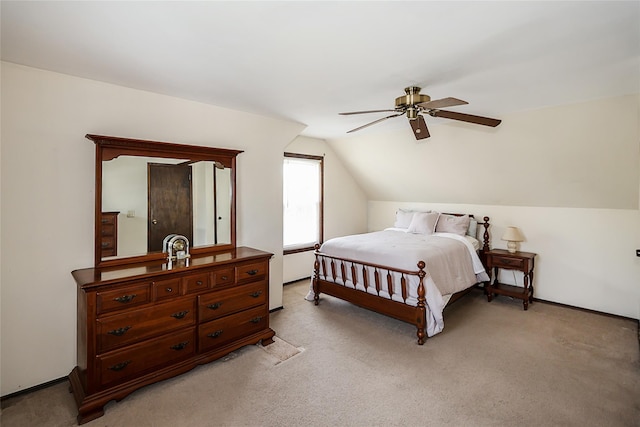 2199 Mcarthur St, East Meadow, NY 11554 - bedroom with lofted ceiling, light carpet, and ceiling fan