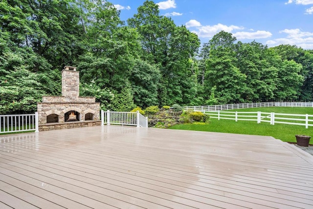 109 Oakside Dr, Smithtown, NY 11787 - deck featuring an outdoor stone fireplace