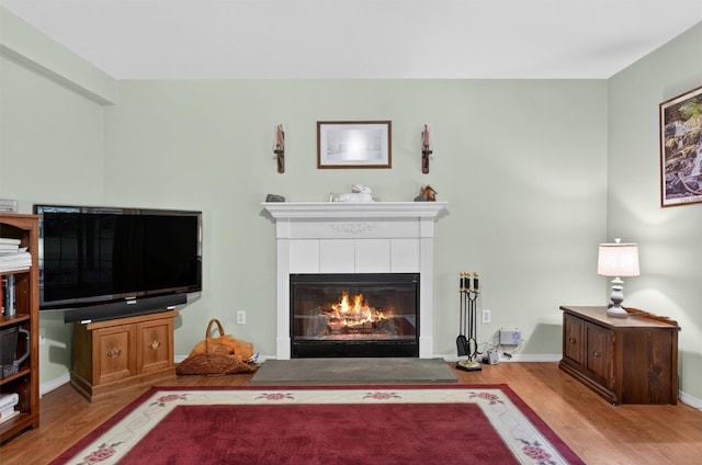 114 Bushwick Rd, Poughkeepsie, NY 12603 - living area featuring wood finished floors and a tiled fireplace