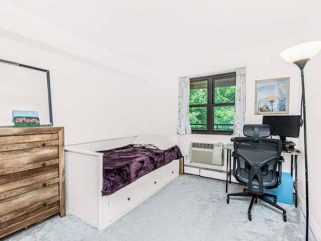 505 Central Ave Unit 618, White Plains, NY 10606 - bedroom featuring light colored carpet, an office area, and an AC wall unit