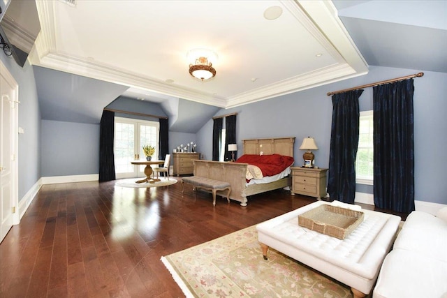 1616 Stewart Ln, Laurel Hollow, NY 11791 - bedroom featuring lofted ceiling, wood finished floors, and ornamental molding