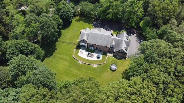 1616 Stewart Ln, Laurel Hollow, NY 11791 - aerial view of property and surrounding area featuring a heavily wooded area