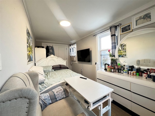 1602 Zerega Ave, Bronx, NY 10462 - bedroom with ornamental molding and dark wood-style flooring