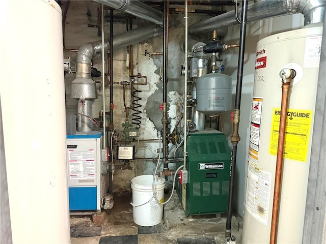 1363 64th St, Brooklyn, NY 11219 - utility room with water heater and a heating unit