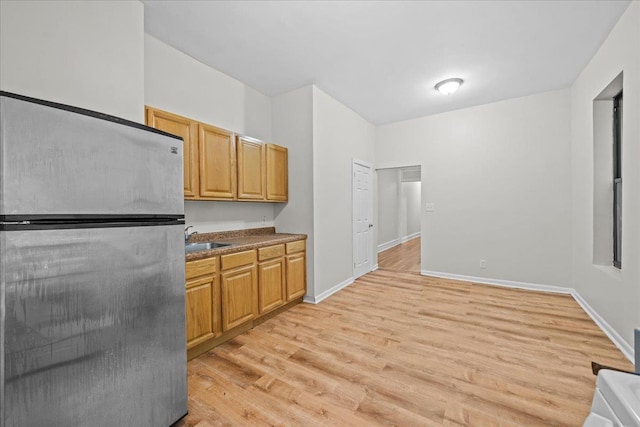 176 W 81st St Unit 3E, New York Manhattan, NY 10024 - kitchen featuring freestanding refrigerator and light wood finished floors