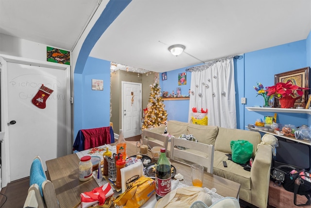 156 Beech St, Yonkers, NY 10701 - dining area featuring arched walkways and wood finished floors