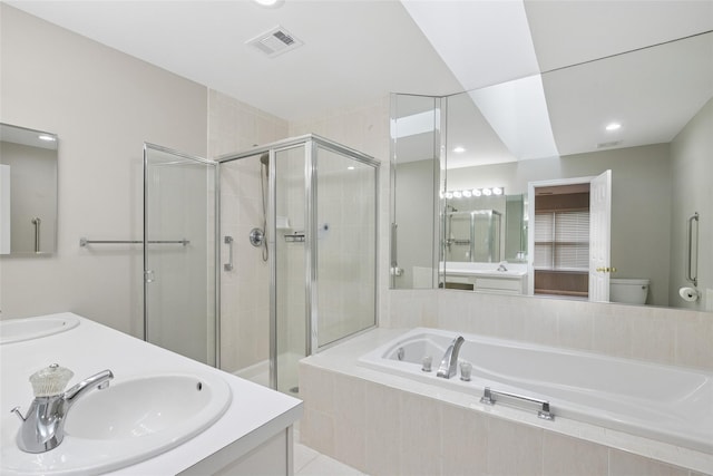 278 Pond View Ln, Smithtown, NY 11787 - bathroom with a bath, a stall shower, and double vanity