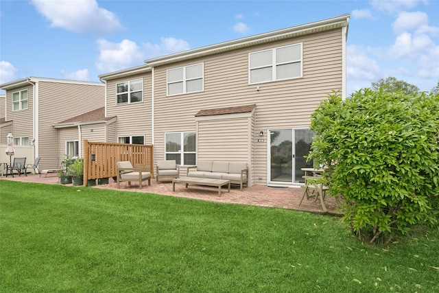 278 Pond View Ln, Smithtown, NY 11787 - back of property with outdoor lounge area, a patio, and a yard