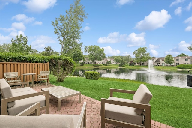 278 Pond View Ln, Smithtown, NY 11787 - view of patio featuring a water view and a residential view