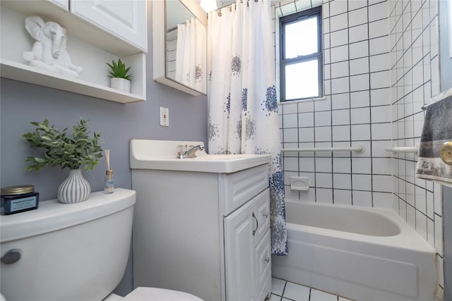 12 Hempstead Ave Unit 1G, Rockville Centre, NY 11570 - bathroom featuring vanity, shower / tub combo, and tile patterned flooring