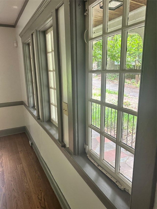 40 Broadway Unit 27, Irvington, NY 10533 - corridor featuring ornamental molding and dark wood-type flooring