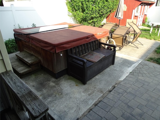 524 Polaris St, North Babylon, NY 11703 - view of patio / terrace with a hot tub