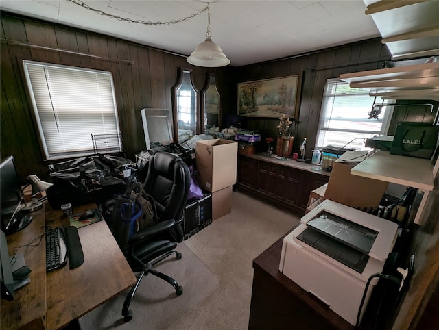 524 Polaris St, North Babylon, NY 11703 - office with healthy amount of natural light, light carpet, and wooden walls