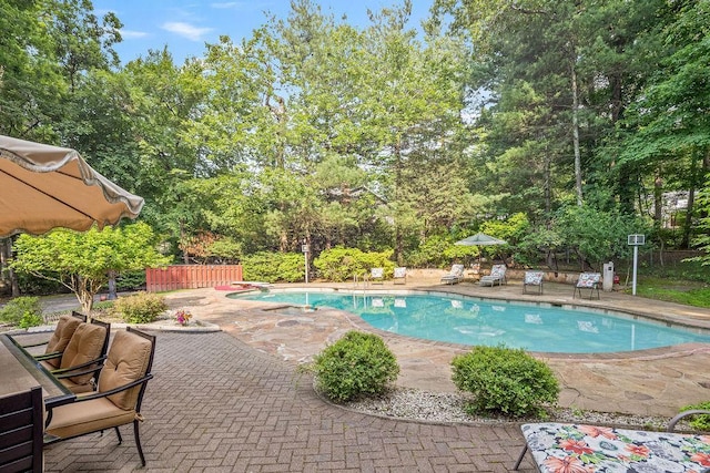 17 Dunmore Rd, New City, NY 10956 - view of swimming pool featuring a patio area and view of wooded area