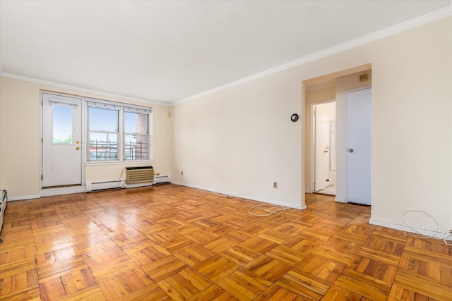 151-05 Cross Island Pkwy Unit 1D, Whitestone, NY 11357 - unfurnished room with ornamental molding and a baseboard heating unit