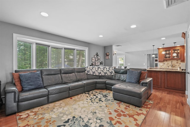 25 Bellwood Dr, New City, NY 10956 - living room featuring light wood-type flooring and recessed lighting