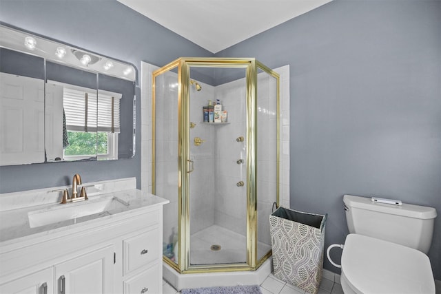 25 Bellwood Dr, New City, NY 10956 - full bathroom featuring vanity, a stall shower, and tile patterned floors