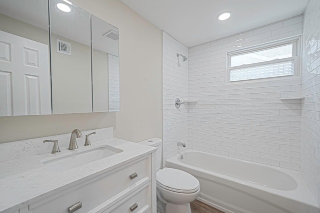 12 Bay Ave, Lake Ronkonkoma, NY 11779 - bathroom with vanity, shower / bathtub combination, and recessed lighting