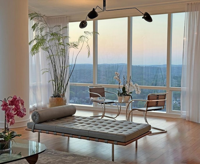 5 Renaissance Sq Unit Ph6C, White Plains, NY 10601 - sitting room featuring a wall of windows and wood finished floors