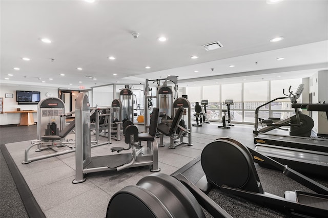 5 Renaissance Sq Unit Ph6C, White Plains, NY 10601 - exercise room with recessed lighting