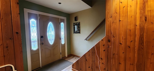 76 Gooseberry Rd, Mastic Beach, NY 11951 - entryway featuring stairs and wood finished floors
