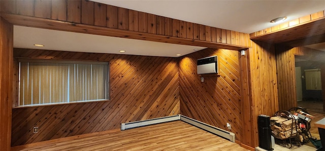 76 Gooseberry Rd, Mastic Beach, NY 11951 - empty room with wooden walls, wood finished floors, and recessed lighting